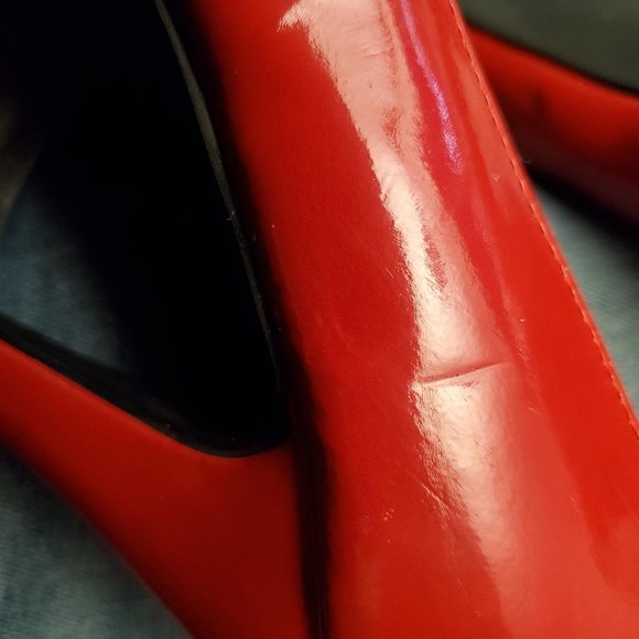 Qupid Red Patent Leather Peep Toe heels 8 1/2 - Picture 8 of 11